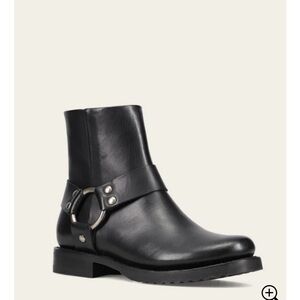 Frye Black Leather Harness Ankle Booties